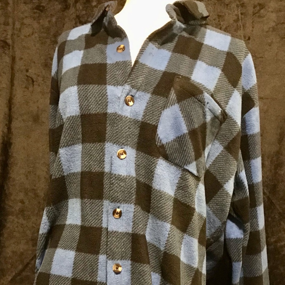 Worksite Blue and Black Button Up Flannel- XL